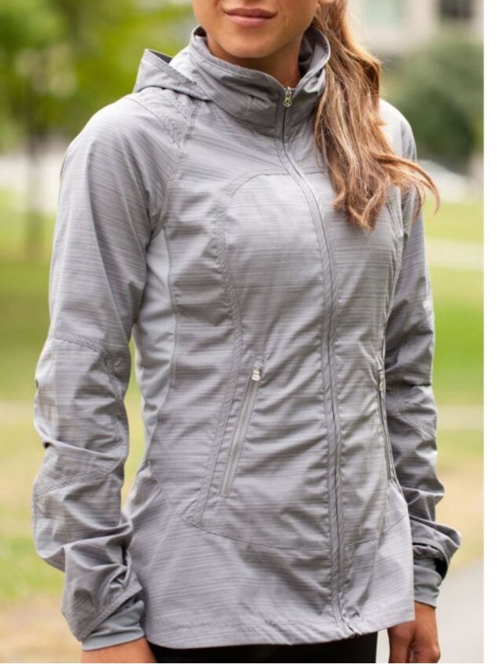 lululemon athletica Light Gray Hooded Utility Jacket